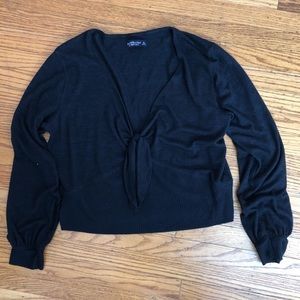 Abercrombie & Fitch black tie front top